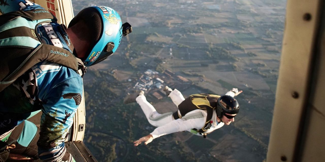 AFF student in freefall after exiting aircraft at PNW Skydiving near Portland, OR