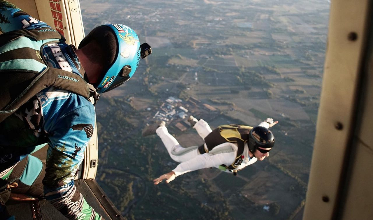AFF student in freefall after exiting aircraft at PNW Skydiving near Portland, OR