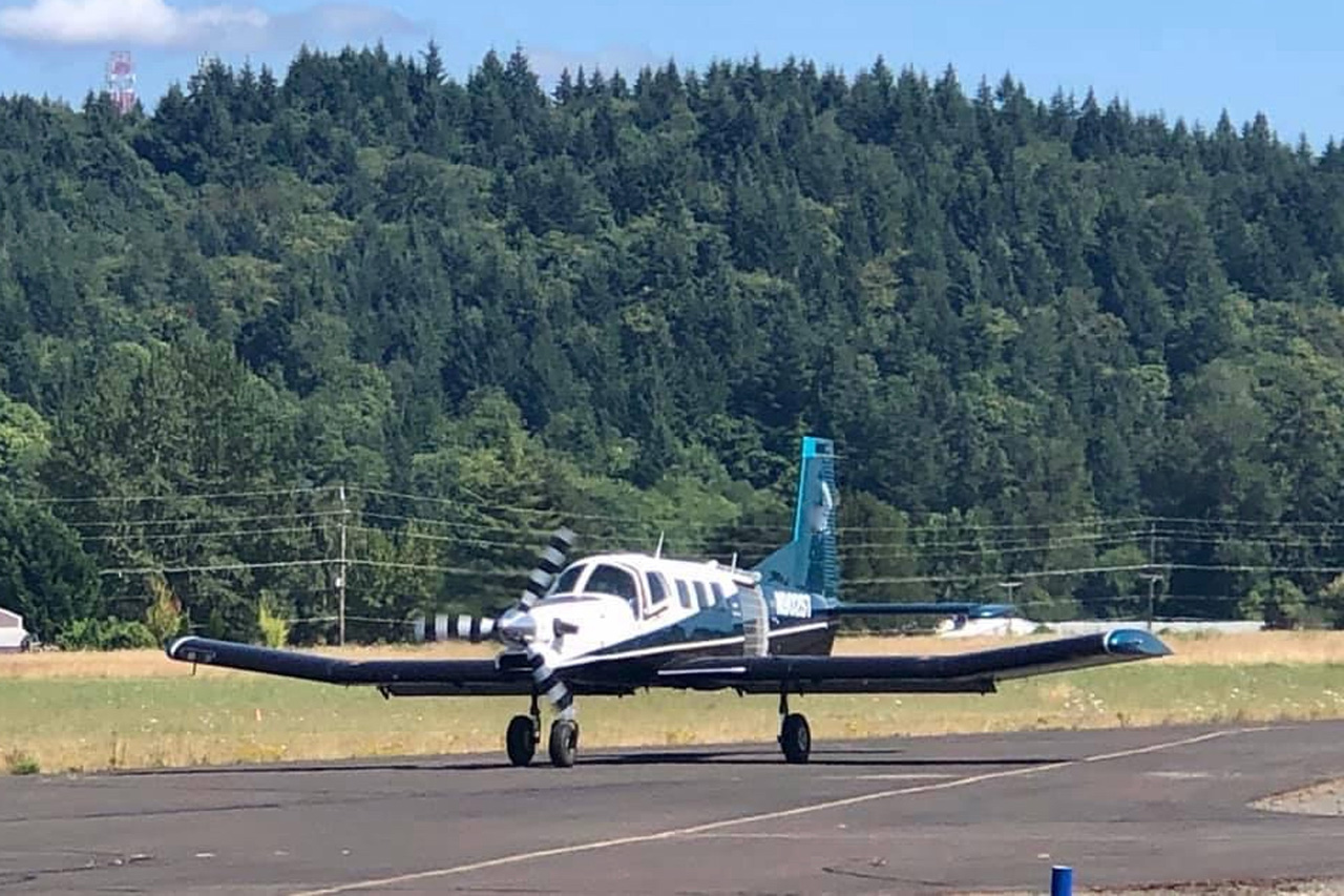 PAC750XL skydiving aircraft on the runway at PNW Skydiving Center near Portland, OR