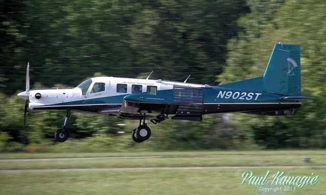 PAC750XL skydiving aircraft taking off at PNW Skydiving Center in Oregon